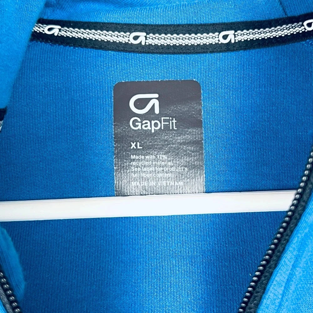 Gap Kids XL 12-13 Full Zip Hoodie Blue Athletic Hooded Sweatshirt Raglan Sleeve